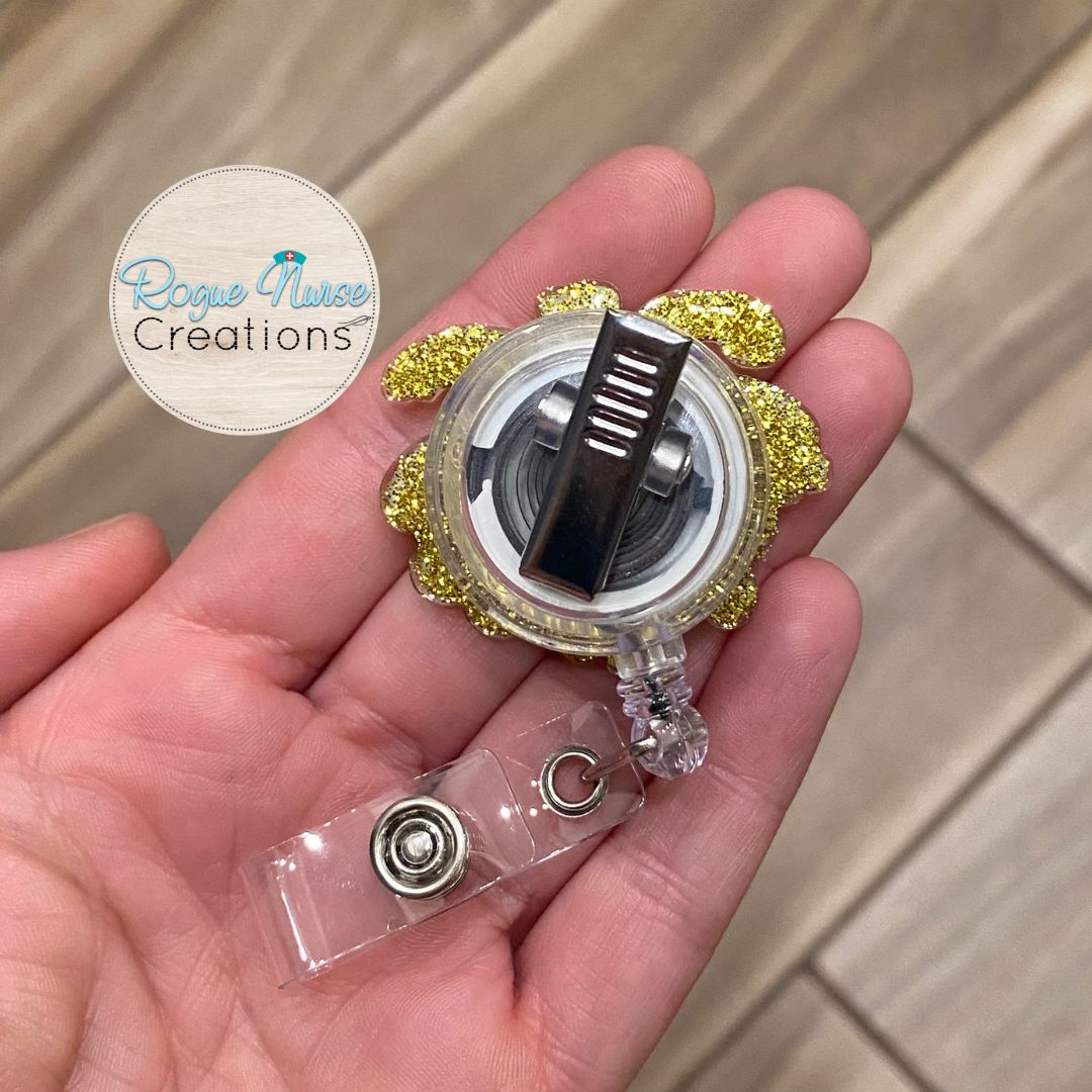 The WILTED Daisy™ Original Design With a Yellow Center, Acrylic/Epoxy Retractable Badge Reel, Humorous Nurse Gift, Wilted Daisy Original Acrylic Badge Reel