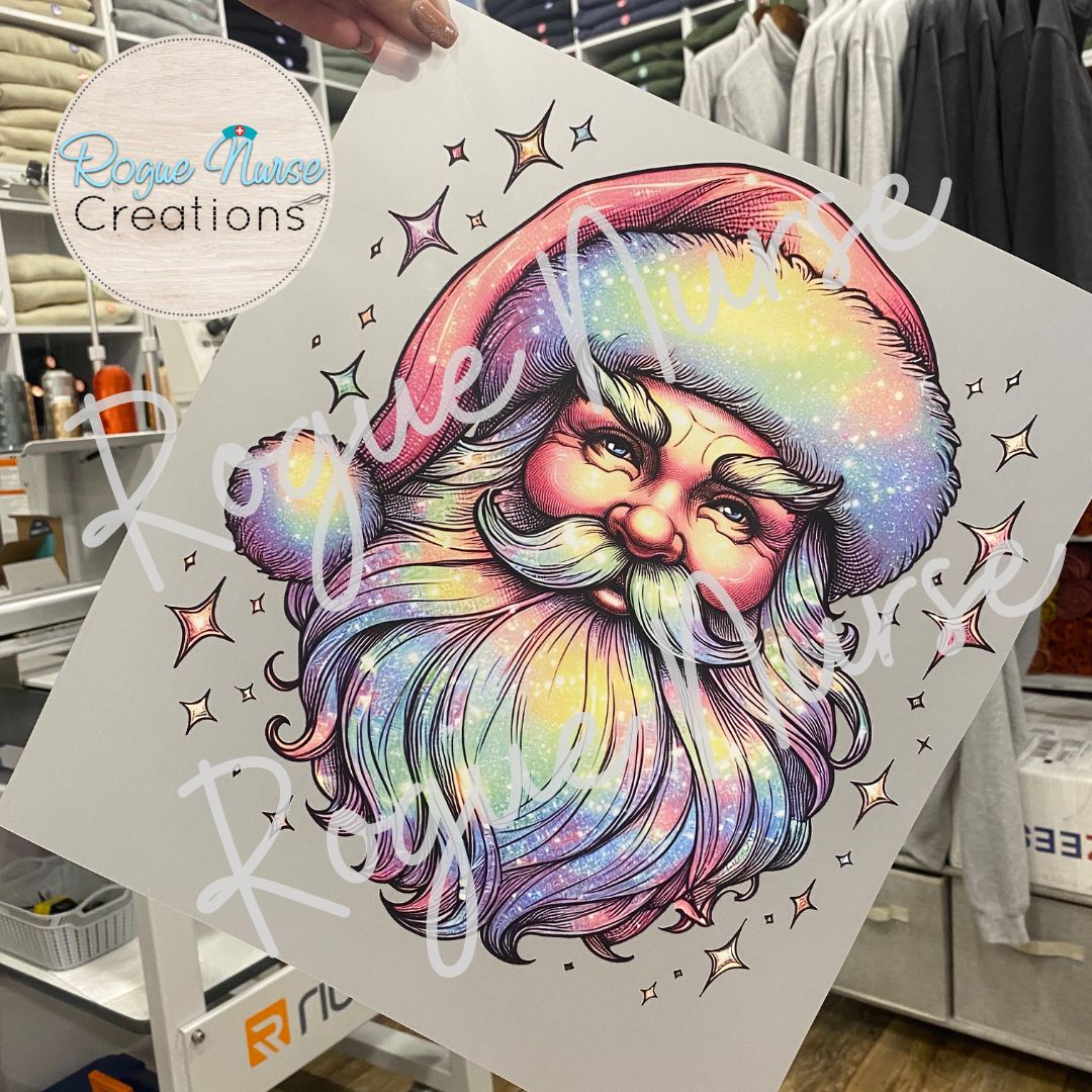 Pastel Santa Graphic Sweatshirt, Iridescent looking Santa Graphic, Nurse Crew Pullover, Nurse Gift, Cute Christmas Saint Nick Sweatshirt