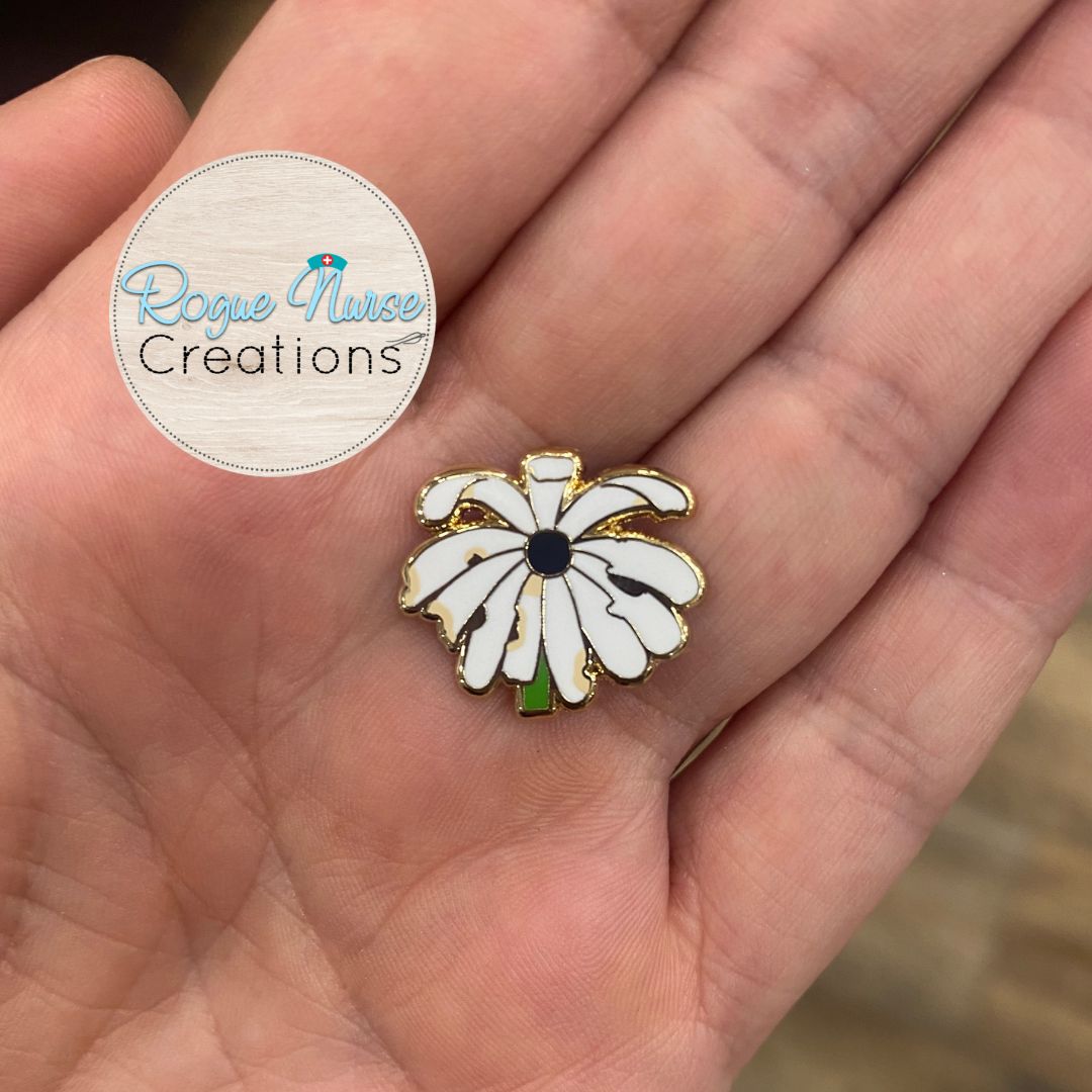 The WILTED Daisy™ Original Design With a Black Center, an Enamel Pin For The Ordinary Nurse! Humorous Nurse Gift, Original Design