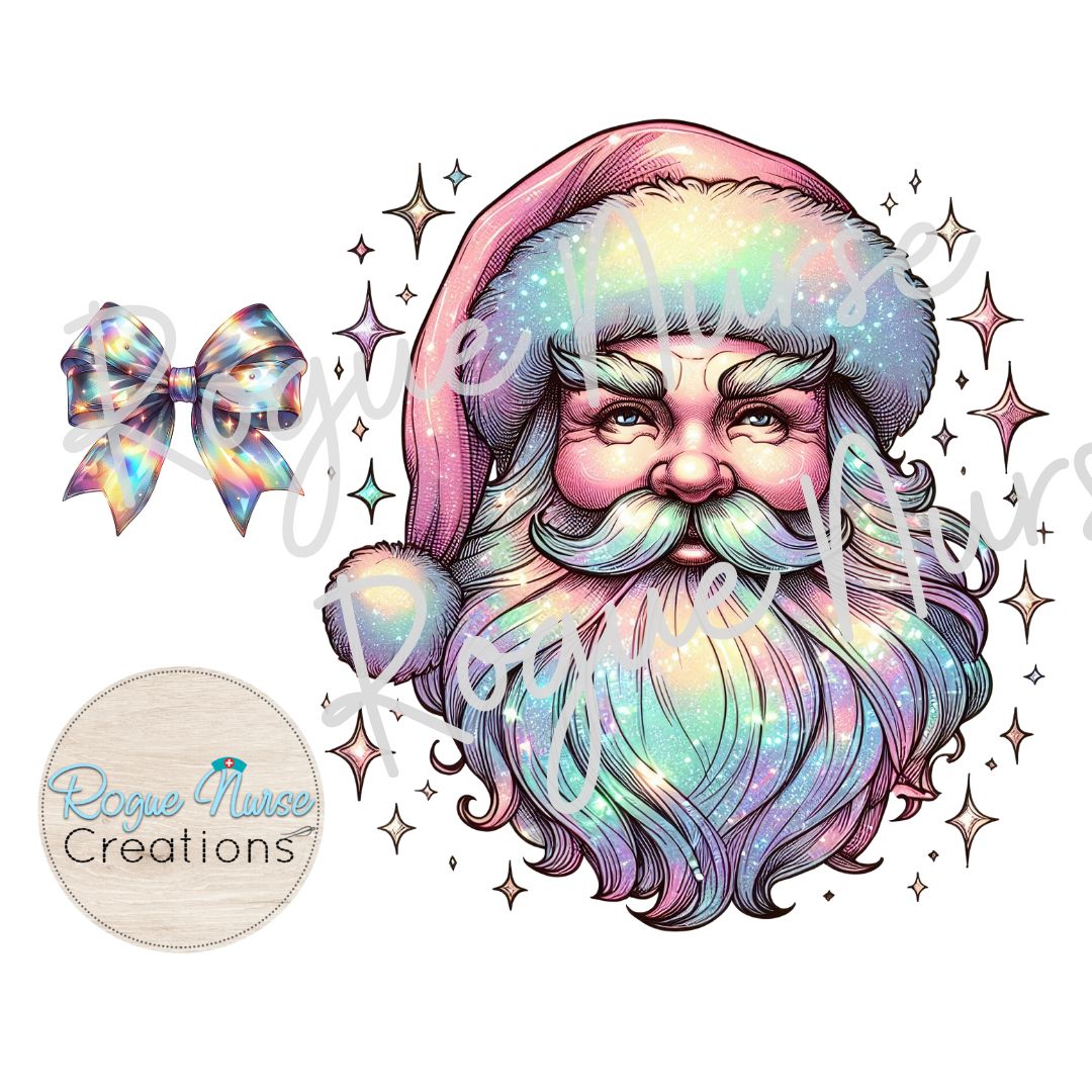 Pastel Santa Graphic Sweatshirt, Iridescent looking Santa Graphic, Nurse Crew Pullover, Nurse Gift, Cute Christmas Saint Nick Sweatshirt