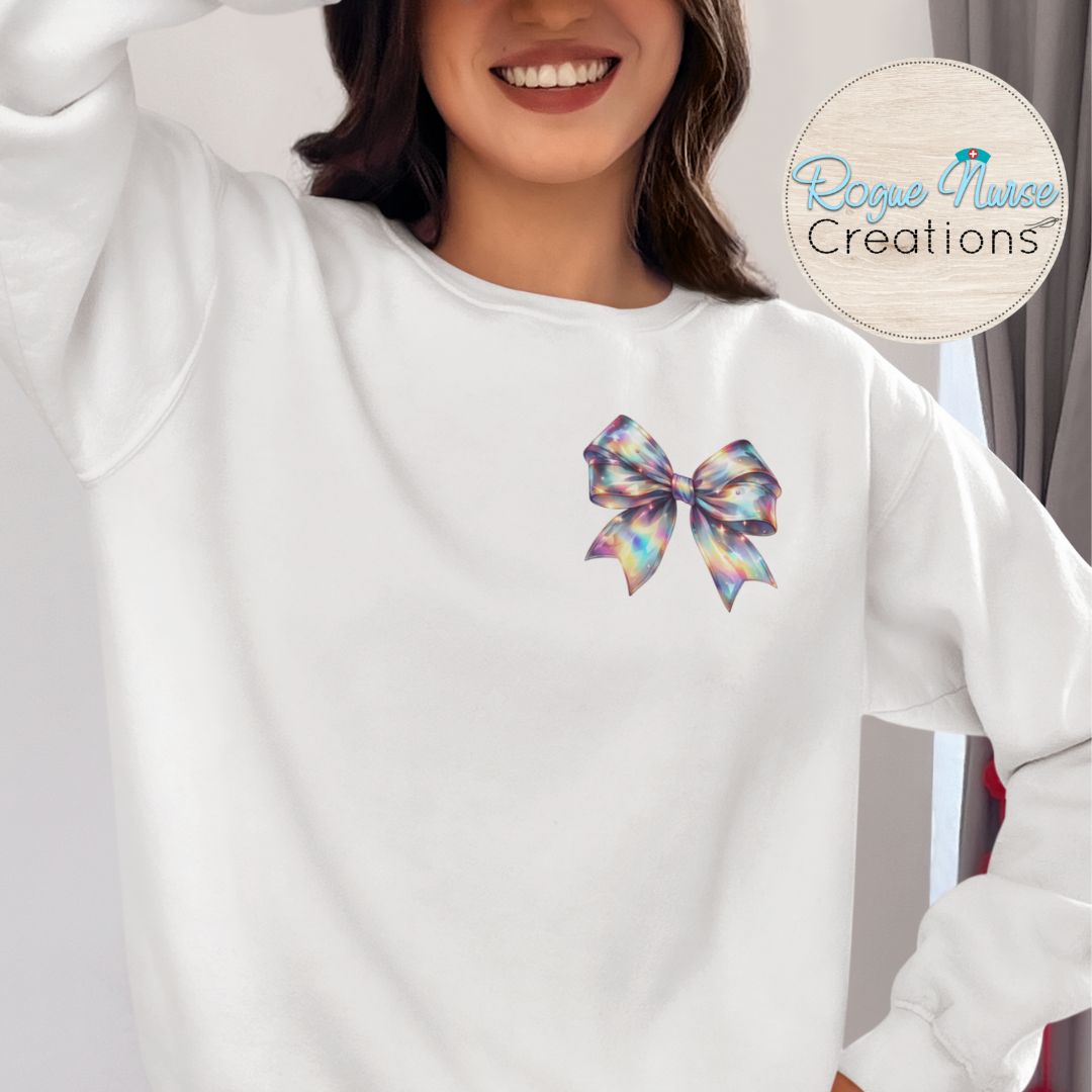 Pastel Santa Graphic Sweatshirt, Iridescent looking Santa Graphic, Nurse Crew Pullover, Nurse Gift, Cute Christmas Saint Nick Sweatshirt