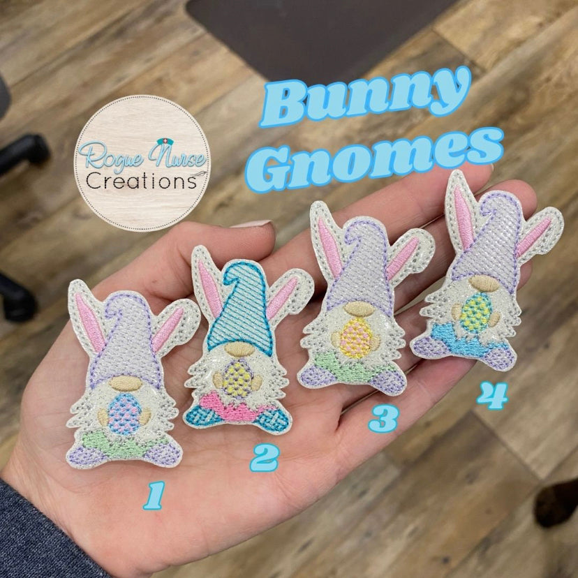 Easter Bunny Gnome Holding a Decorated Easter Egg Embroidered Retractable Badge Reel, Badge Buddy Easter Gnome Badge Reel, Nurse Badge Reel