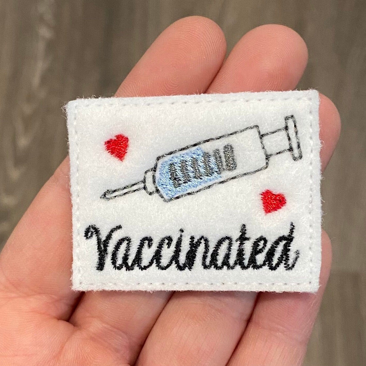 Vaccinated Retractable Badge Reel, Vaccine Needle Feltie