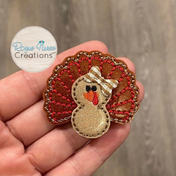 Glitter Thanksgiving, Fall, Turkey, Retractable Badge Reel, Badge Holder