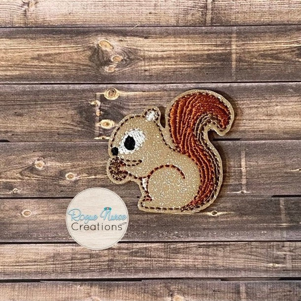 Glitter Squirrel Retractable Badge Reel, Nurse Badge, Teacher Badge, Fall Squirrel Badge Buddy