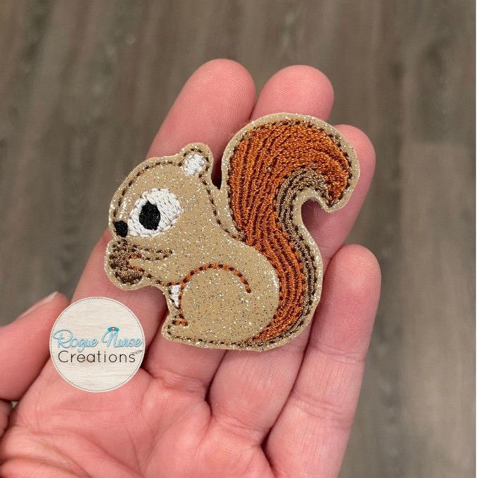 Glitter Squirrel Retractable Badge Reel, Nurse Badge, Teacher Badge, Fall Squirrel Badge Buddy
