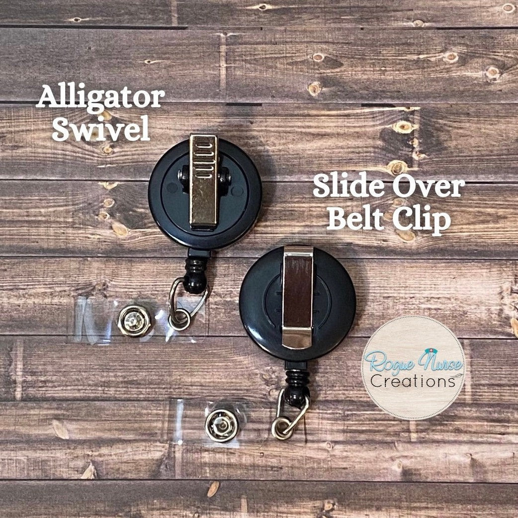 Black Cloud Charcoal Glitter with Lightning Retractable Badge Reel, ID Holder Badge Reel