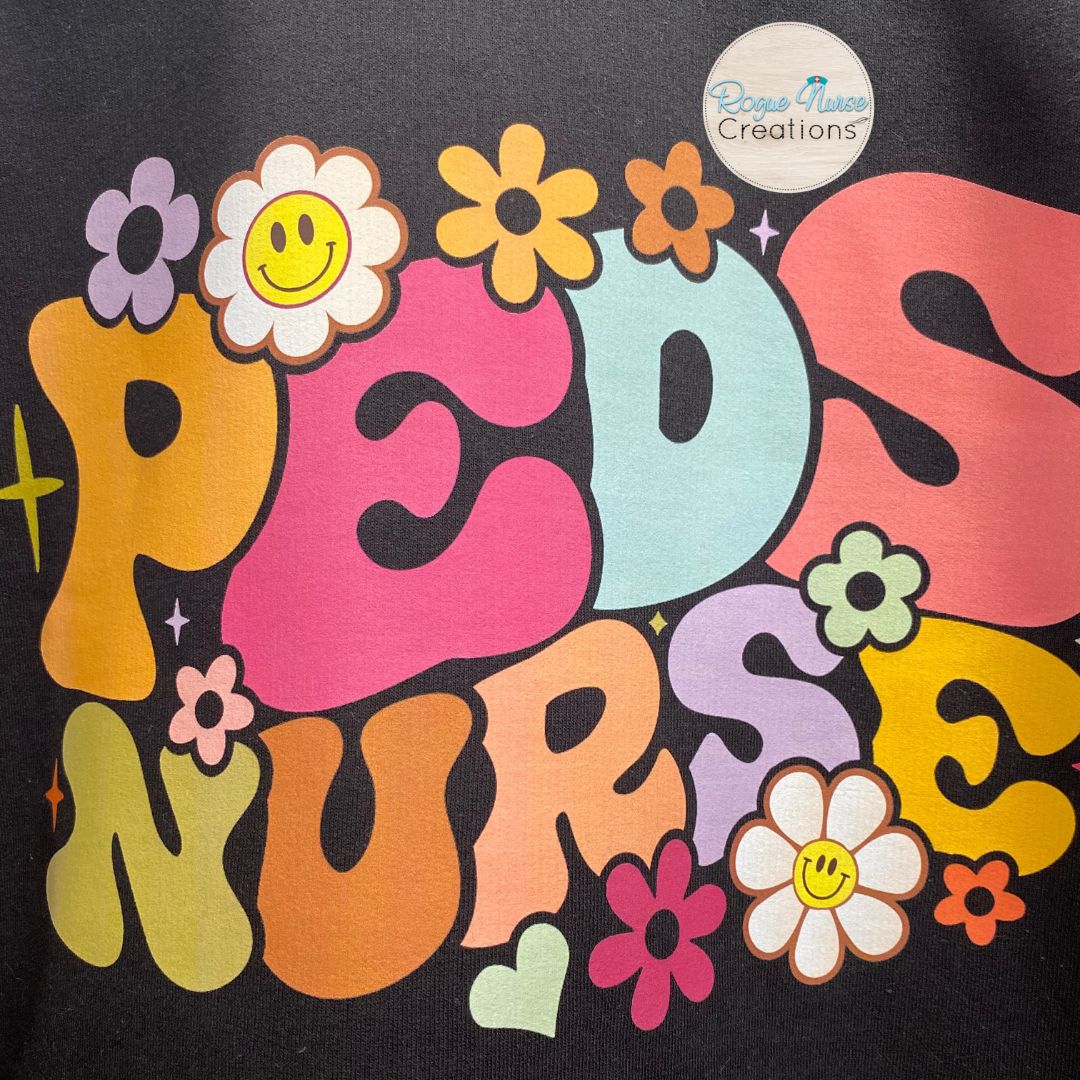 PEDS Nurse Graphic T-Shirt, Colorful Lettering, Graphic T-Shirt for Pediatric Nurses, Pediatric Nurse T-Shirt, Nurse Gift