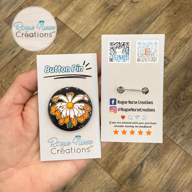 The Wilted Daisy™  Phoenix Edition “Still Rising”, 1.5 Inch Round Button Pin with Safety Pin Clasp.