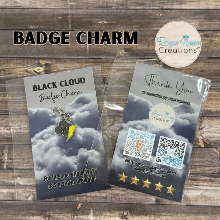 Menacing Black Cloud With Golden Lightning Enamel Badge Charm, Storm Cloud, Nurse Gift, Department Chaos Pin