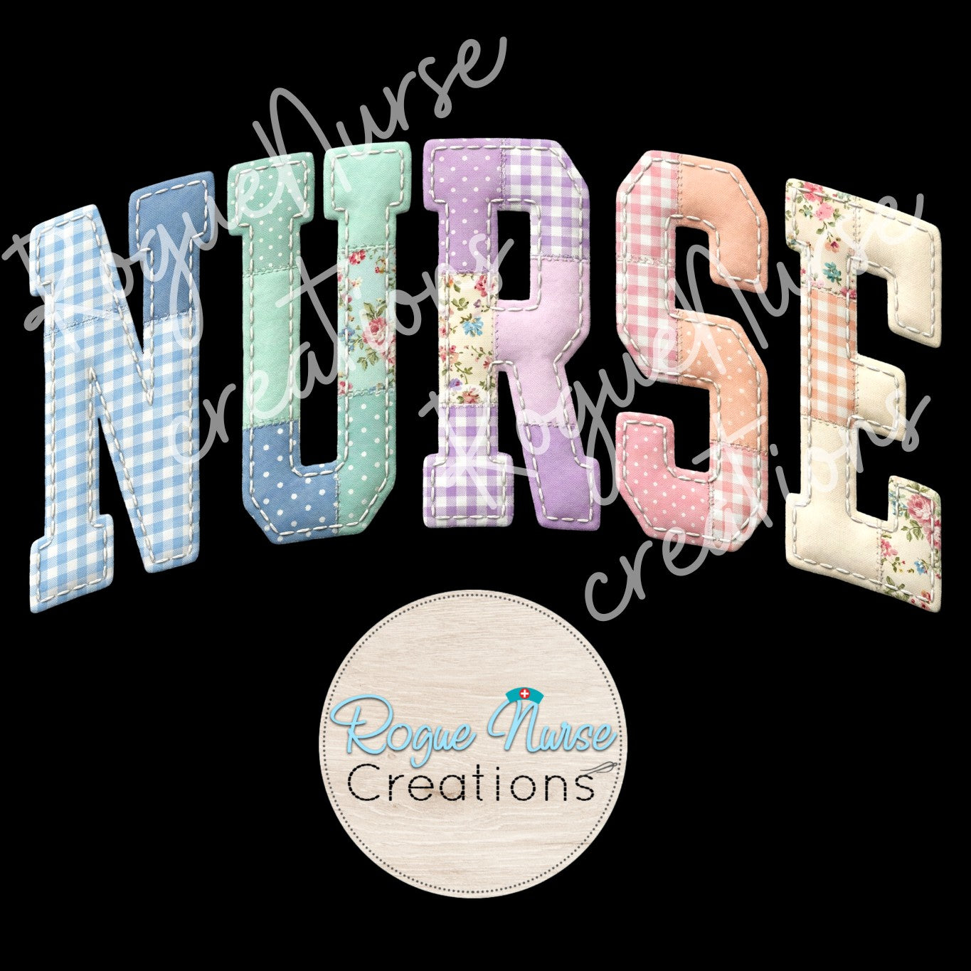 Faux Quilted Patchwork pastel Nurse Graphic T-shirt, Cute faux Quilted Nurse Shirt