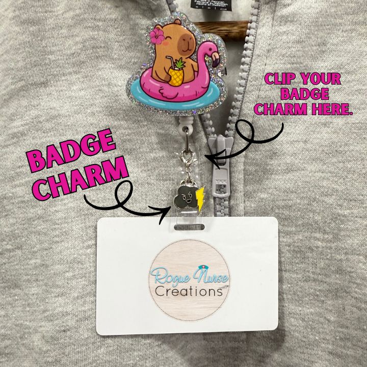 Menacing Black Cloud With Golden Lightning Enamel Badge Charm, Storm Cloud, Nurse Gift, Department Chaos Pin