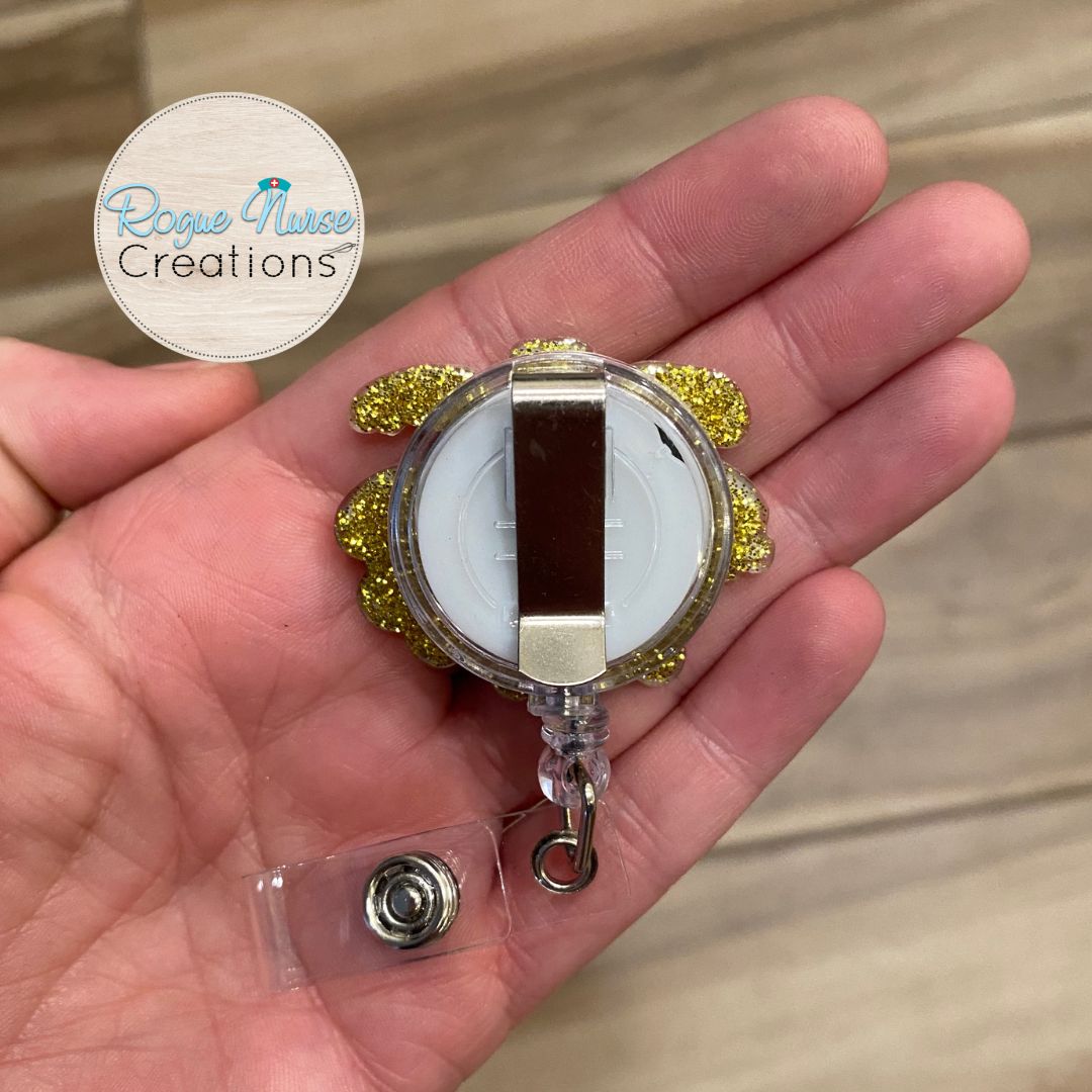 The WILTED Daisy Original Design With a Yellow Center, Acrylic/Epoxy Retractable Badge Reel, Humorous Nurse Gift, Wilted Daisy Original Acrylic Badge Reel