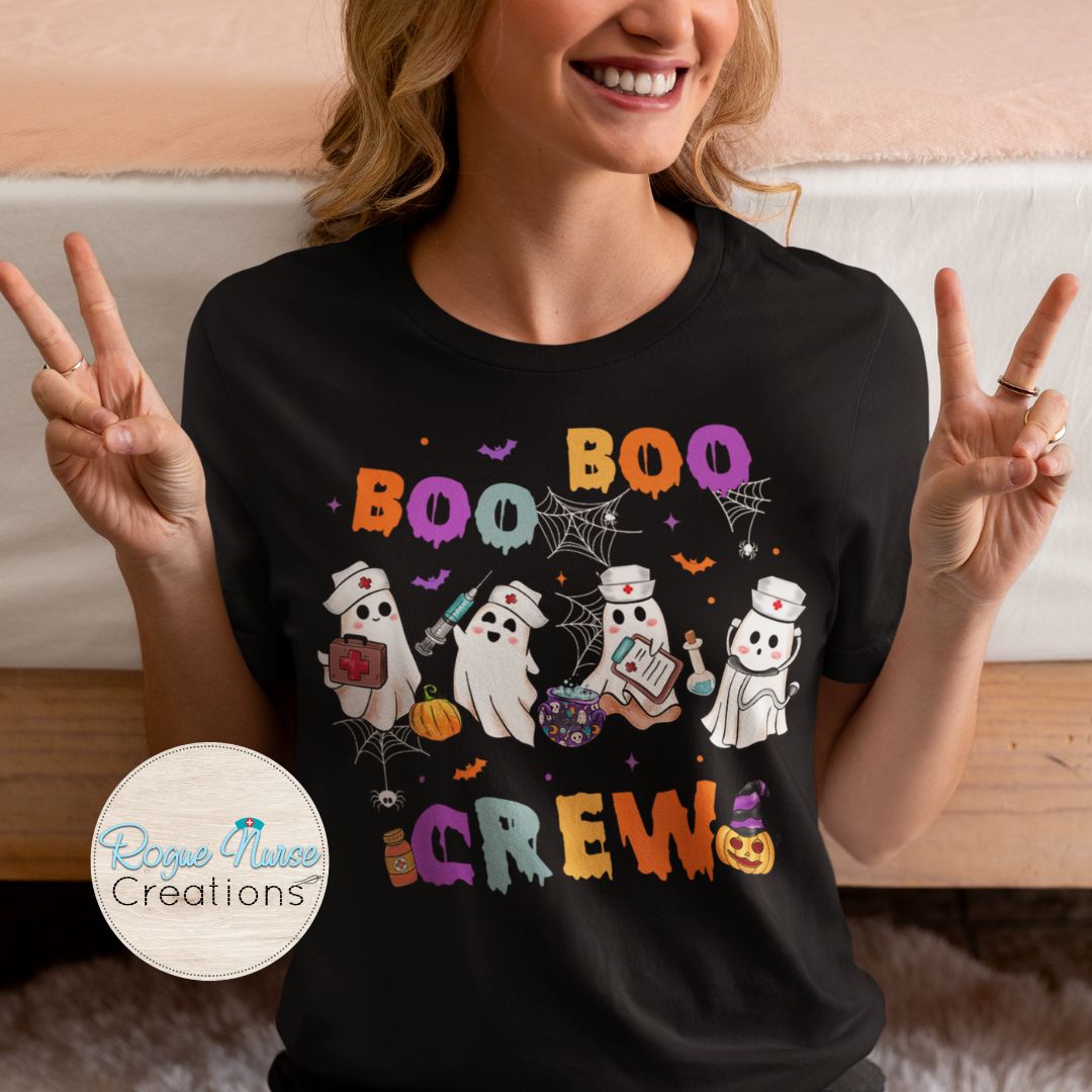 Boo Boo Crew Ghost Graphic T-Shirt, Nurse Crew T-Shirt, Nurse T-Shirt, Nurse Gift, Halloween Nurse Graphic T-Shirt, Cute Halloween Shirt