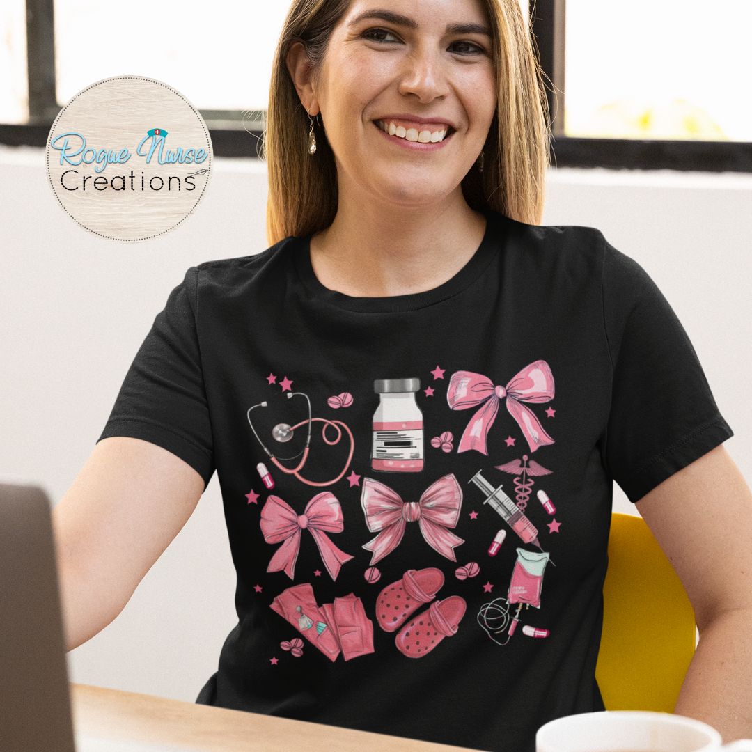 Nurse Graphic T-Shirt with a Distressed Pink floral Pattern. T-Shirt for Nurses, Nurse gift, Nurse Graphic T-Shirt (Copy)