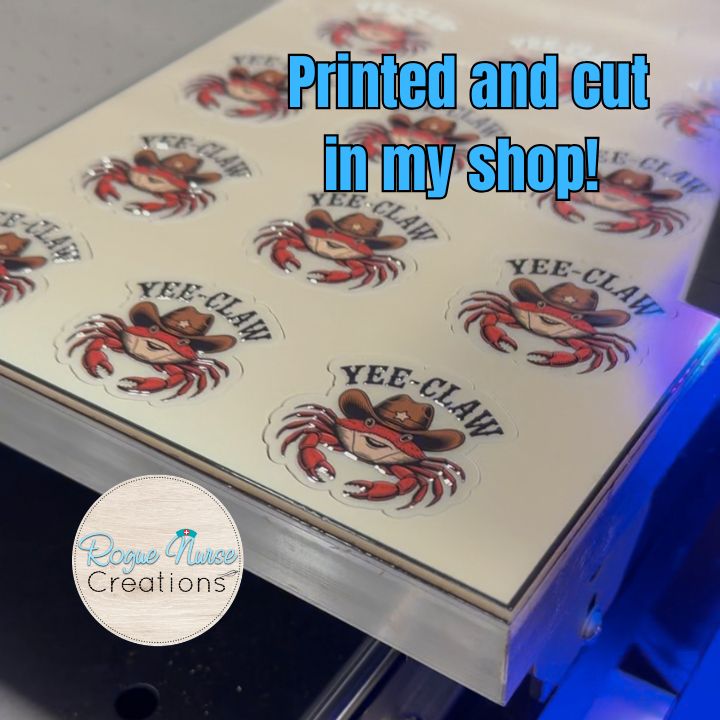 Yee-Claw Cowboy Crab Retractable Badge Reel, UV Printed on Peal Acrylic. Crabby Cowboy Badge Holder
