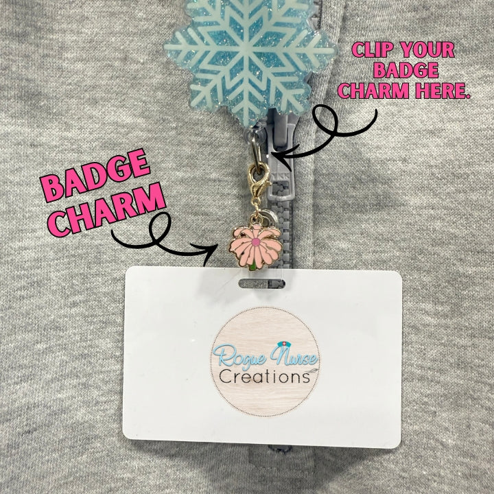 The WILTED Daisy Enamel Badge Charm For The Ordinary Nurse! Pink Center With Pink Petals.