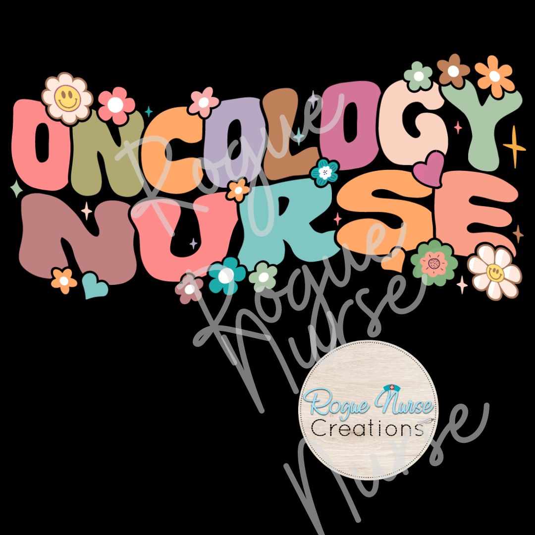 Oncology Nurse Graphic T-Shirt, Colorful Lettering, Graphic T-Shirt for Oncology Specialty Nurses, Oncology Cancer Nurse T-Shirt, Nurse Gift