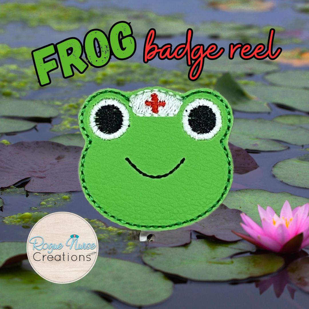 Frog Retractable Badge Reel, Nurse Badge Buddy, Work ID holder, Cute Summer Badge Buddy, MRI Safe Badge Reel Option, Frog Badge holder