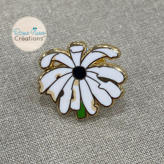 The WILTED Daisy Original Design With a Black Center, an Enamel Pin For The Ordinary Nurse! Humorous Nurse Gift, Original Design