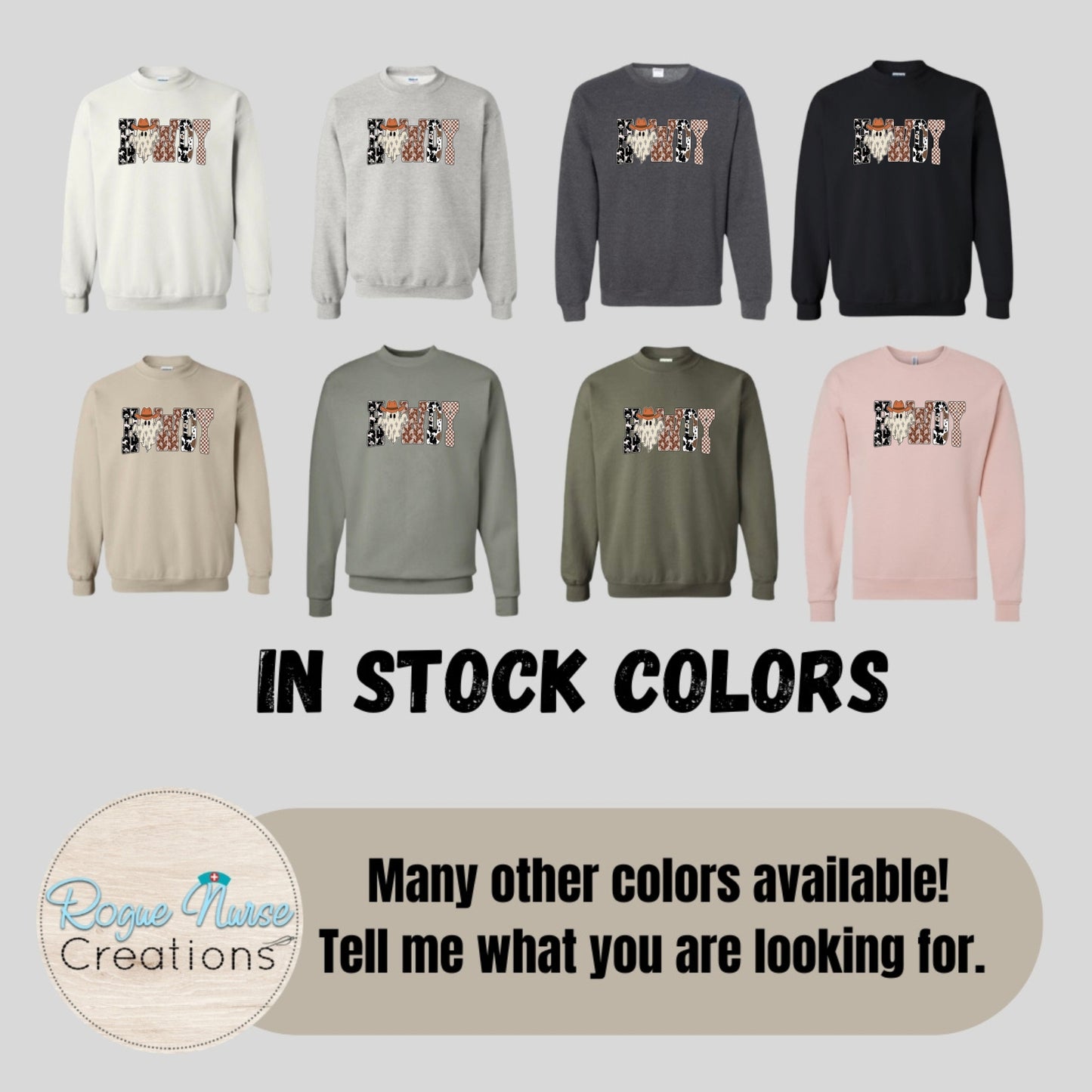 HOWDY Ghost Graphic Sweatshirt, Fall Crew Shirt, Nurse Apparel, Gift, Halloween Pullover Sweater