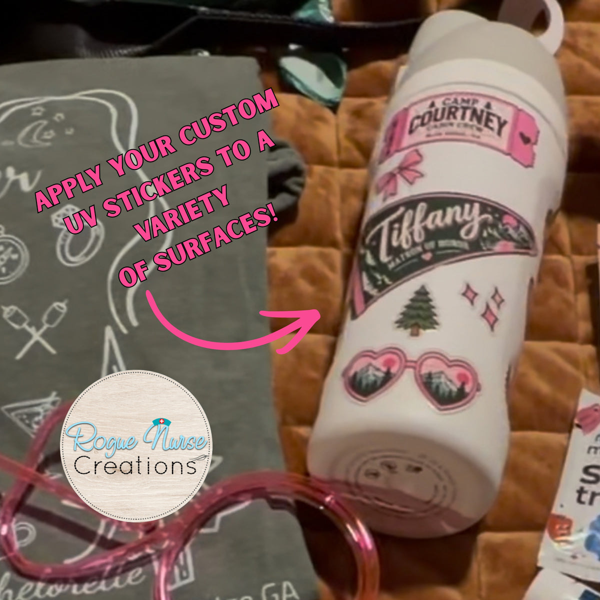 Custom UV Printed Stickers, Great For Water Bottles and Solid Surfaces