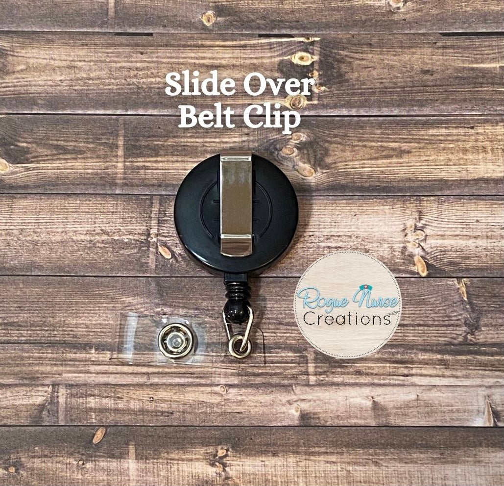 Gun Metal Gray, Glitter Shiny Bandaid With Your Choice of Bow Color, attached to a retractable badge reel. Nurse Name Badge