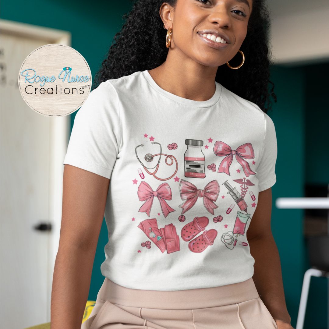 Nurse Graphic T-Shirt with a Distressed Pink floral Pattern. T-Shirt for Nurses, Nurse gift, Nurse Graphic T-Shirt (Copy)