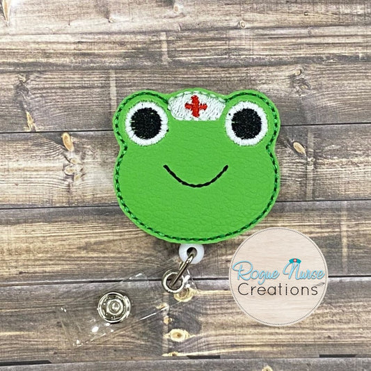 Frog Retractable Badge Reel, Nurse Badge Buddy, Work ID holder, Cute Summer Badge Buddy, MRI Safe Badge Reel Option, Frog Badge holder