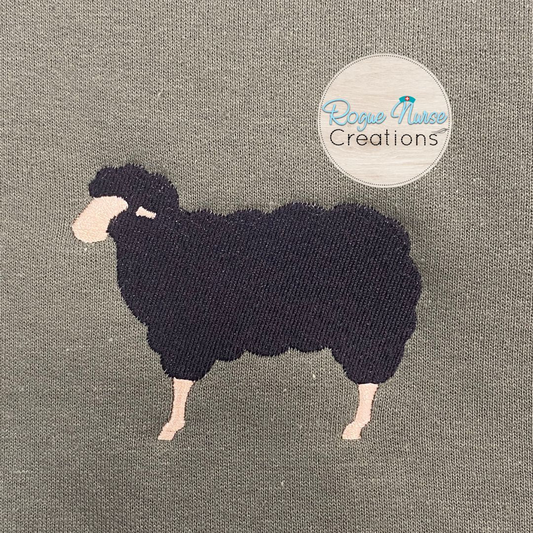 Black Sheep Pullover Sweatshirt, Embroidered on Left Chest, Funny Black Sheep of the Family Sweatshirt, Humorous Embroidered Sweater