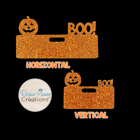 Orange Glitter Acrylic Pumpkin Halloween Badge Topper, Pumpkin With Boo! Badge Topper, Cute Fall Pumpkin Badge Topper for Name Badges