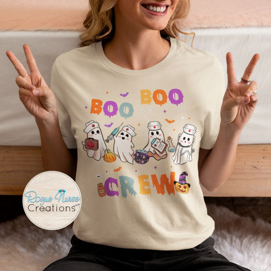 Boo Boo Crew Ghost Graphic T-Shirt, Nurse Crew T-Shirt, Nurse T-Shirt, Nurse Gift, Halloween Nurse Graphic T-Shirt, Cute Halloween Shirt