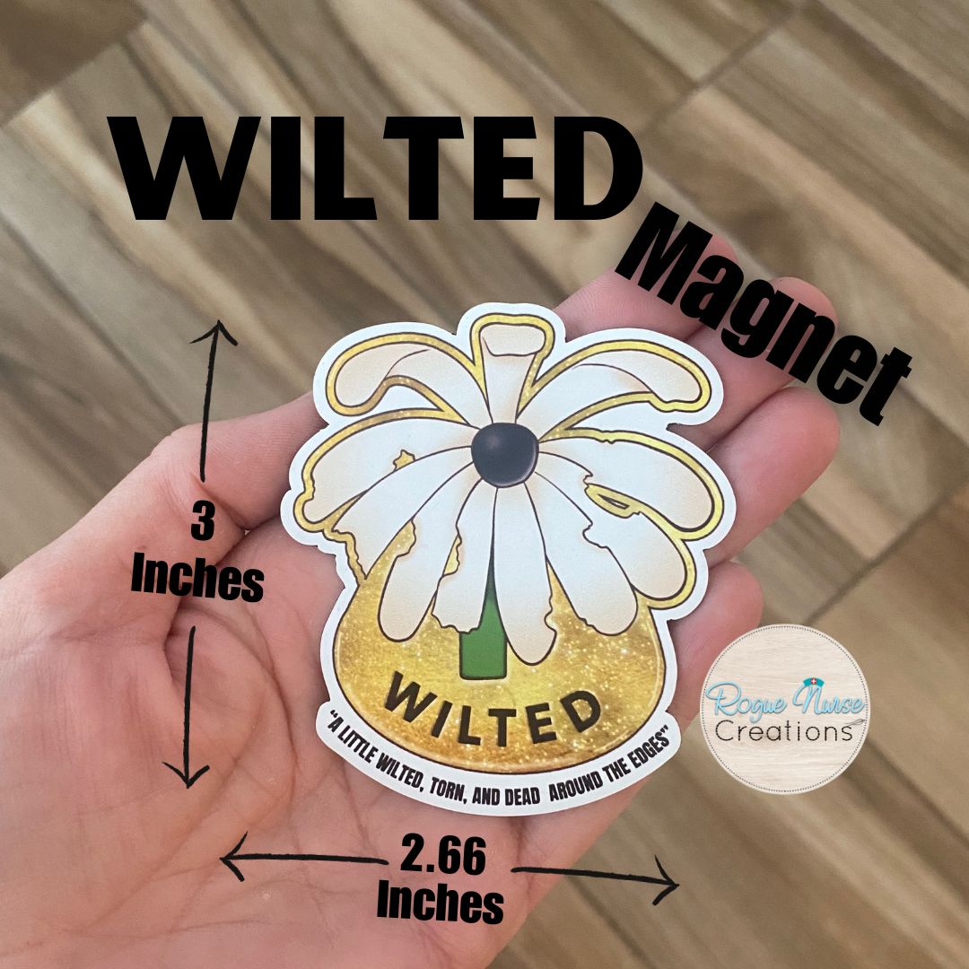 WILTED Daisy Magnet, 3 inches tall, Locker Magnet, Nurse Magnet, Nurse Magnet Gift