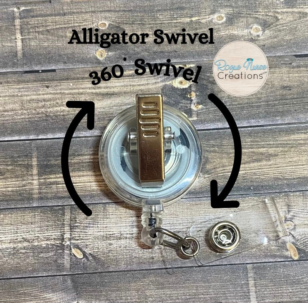 The WILTED Daisy™ Phoenix Edition Acrylic Badge Reel. Original Design With a White Petals with Burning Edge and a Yellow Center.