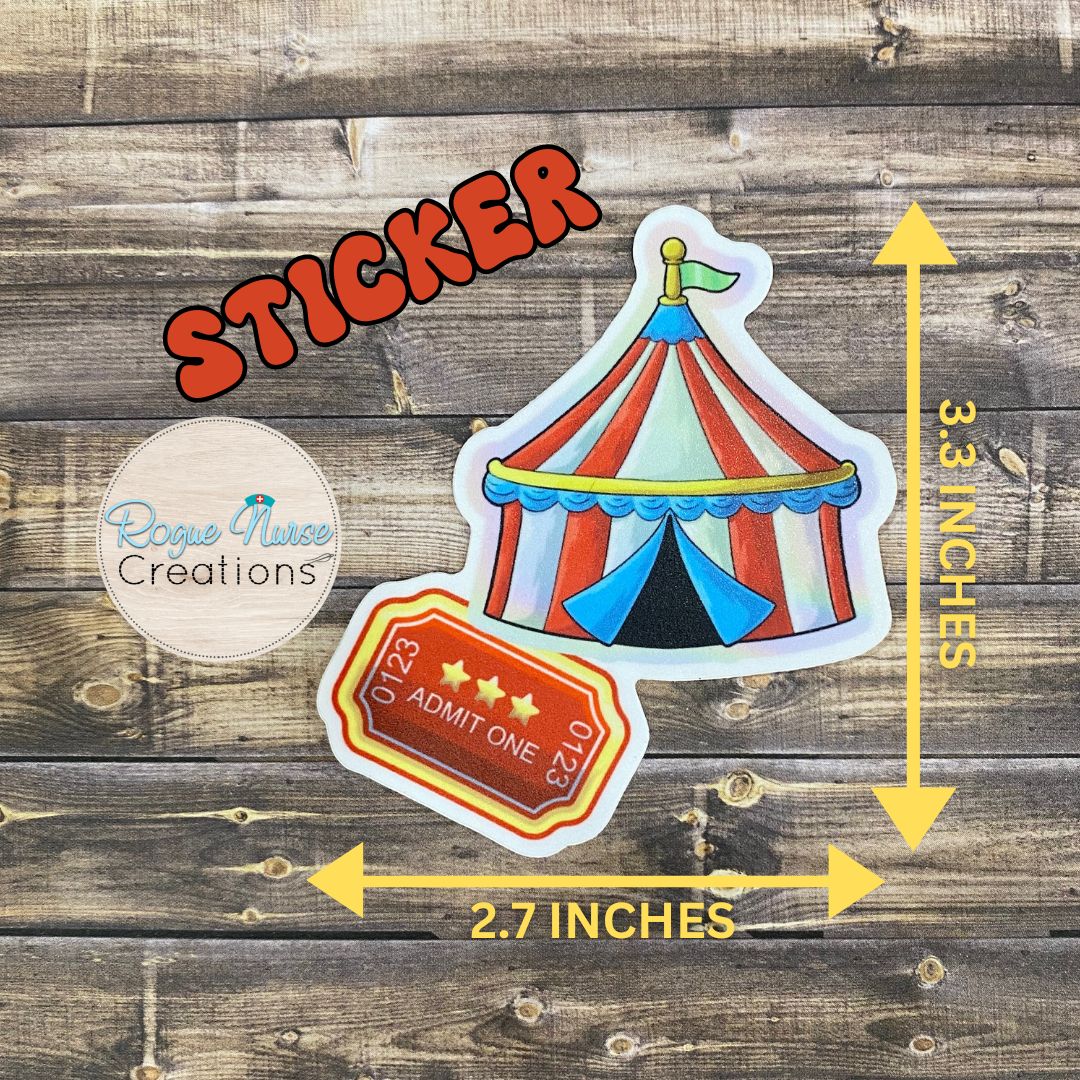 Circus Tent Matte Vinyl Sticker, Healthcare Staff Sticker, Funny Nurse Sticker, Gift for Nurses, Circus Job Sticker