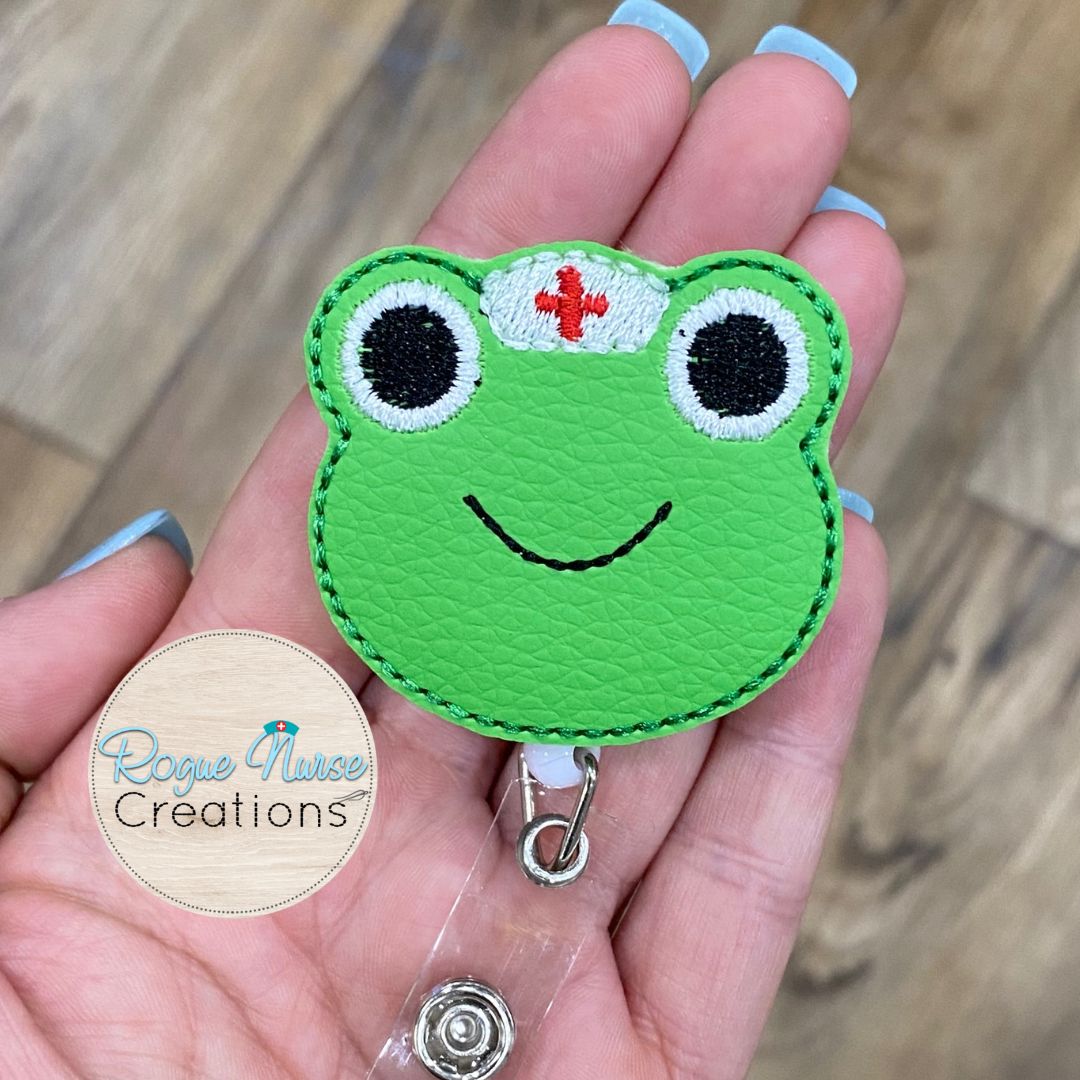 Frog Retractable Badge Reel, Nurse Badge Buddy, Work ID holder, Cute Summer Badge Buddy, MRI Safe Badge Reel Option, Frog Badge holder