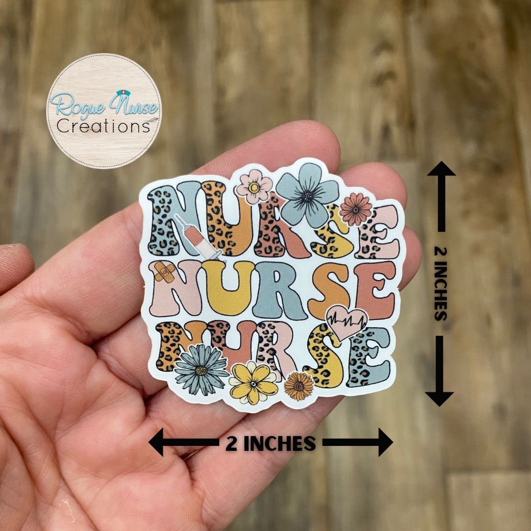 Simple Rn Sticker Floral Nurse Nurse Nurse Matte Sticker, Healthcare Staff Sticker, Funn ...